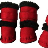 Pet Life 'Duggz' Shearling Köpek Ayakkabıları - Ayak Bileği Desteği için Çift Kanca ve Halka Kapamalı Kış Köpek Botları - Köpekler için 4'lü Ayakkabı Seti