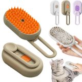 Pet Sprey Tüy Alma Tarağı, Kediler için 3'ü 1 Arada Buhar Fırçası - Dökülme/Temizleme/Masaj, Kapalı Uzun ve Kısa Saçlı Kediler için, Bakım Malzemeleri (Haki)
