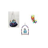 Pet Style Kuş Oyuncağı Seti Küçük - Kuş Uyku Hamağı Ve Salıncak - Boncuklu Lüx Salıncak - Çıngıraklı Top