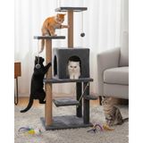 Pet Y01 Salıncaklı Yuvalı Lüx Kedi Tırmalama Oyun Evi Antrasit - Beyaz - Gold