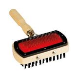 Petbrush Tahta Saplı Çift Taraflı Temizlik Fırçası Tarak 17x10 Cm