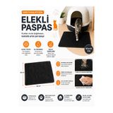 PETCIGO Elekli Kedi Tuvaleti Önü Paspası 60x45 cm Kum Tutucu Petek Yüzeyli Kedi Kumu Toplama Paspası Siyah