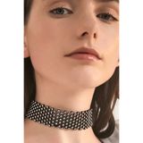 PETEK AKSESUAR Rhinestone Tasma Choker Kolye