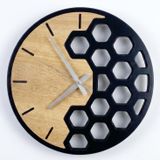 Petek Model Modern Duvar Saati - El Emeği Masif Ahşap Dekorasyon - Minimalist İskandinav Tarzı Saat - Sessiz Akar Mekanizma - 38 cm