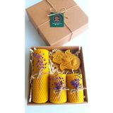 Petek Mum Hediyelik Dekoratif Set Hamse Bereket Eli Beeswax Canle Set - Çok Renkli