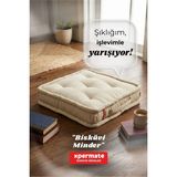 Petek Önü Fransız Minder 55X55X14 Balkon Bahçe Minderi Bej - Ahşap - Bej - Seçenek 1