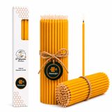 Petekoğlu 15 Adet Sarı Balmumu Mum (Beeswax Candle) İnce Uzun Dilek Pasta Nişan Düğün Ritüel Mumu
