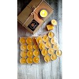 Petekoğlu (24 Adet ) Tealight Doğal Petek Balmumu Mum Ekonomik Boy (8Gr) Beeswax Candle
