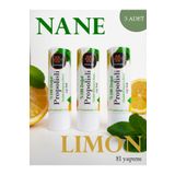 Petekoğlu 3 Adet Dudak Kremi Doğal Lip Balm Dudak Koruyucu Dudak Onarıcı Propolis Nane Limon Yağı Krem