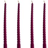 Petekoğlu (4 Adet 27.5Cm) Balmumu Mum Konik Burgulu Balmumu Şamdan Mumu Doğal Petek Balmumu Mum Dekoratif Kırılmaz Akmaz Mum Bal Mumu Beeswax Candle (Bordo)
