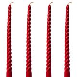 Petekoğlu (4 Adet 27.5Cm) Balmumu Mum Konik Burgulu Balmumu Şamdan Mumu Doğal Petek Balmumu Mum Dekoratif Kırılmaz Akmaz Mum Bal Mumu Beeswax Candle (Kırmızı)