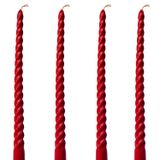 Petekoğlu (4 Adet 27.5Cm) Balmumu Mum Konik Burgulu Balmumu Şamdan Mumu Doğal Petek Balmumu Mum Dekoratif Kırılmaz Akmaz Mum Bal Mumu Beeswax Candle (Kırmızı)