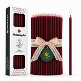 Petekoğlu (40 Adet Bordo) Balmumu Mum Dilek Mumu Doğal Petek Ince Uzun Parti Rituel Doğum Günü Mumu Beeswax Candle