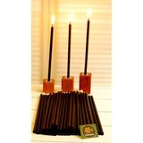 Petekoğlu (50 Adet) Balmumu Mum Ve (3 Adet) Özel Dizayn Ahşap Mumluk Dilek Mumu Doğal Petek Mum Tören Parti Doğum Günü Beeswax Candle (siyah)