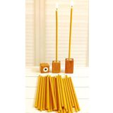 Petekoğlu (50 Adet) Balmumu Mum Ve (3 Adet) Özel Dizayn Ahşap Mumluk Dilek Mumu Doğal Petek Mum Tören Parti Doğum Günü Beeswax Candle