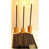 Petekoğlu (50 Adet) Balmumu Mum Ve (3 Adet) Özel Dizayn Ahşap Silindir Mumluk Dilek Mumu Doğal Petek Mum Beeswax Candle (Siyah)