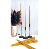 Petekoğlu (6 Adet X 35Cm) Sarı Konik Balmumu Mum Şamdan Mumu Doğal Petek Bal Mumu Mum Dekoratif Beeswax Candle