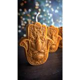 Petekoğlu Balmumu Mum (1 Adet) Bereket Eli Hamse Doğal Petek Bal Mumu Mum Beeswax Candle