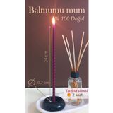 Petekoğlu Balmumu Mum (10 Adet Bordo) Burgulu Dilek Mumu Doğal Petek İnce Uzun Parti Nişan Ritüel
