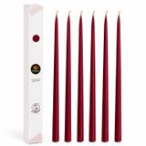 Petekoğlu Balmumu Mum (Beeswax Candle) 6'lı Bordo Konik Şamdan Mum Seti 34 Cm Dekoratif Doğal Arı Balmumu Mum