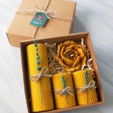Petekoğlu Balmumu Mum Dekoratif Lavanta Süslü Sarma Ve Dökme Açmış Gül Seti Lavanta Süslemeli Beeswax Candle For Gift For Heme