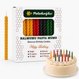 Petekoğlu Balmumu Mum El Yapımı Doğal Küçük 4 Renk Çok Renkli Pasta Mumları 12 Adet