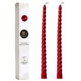 Petekoğlu Kırmızı 2 Adet 27.5 cm Konik Burgulu Balmumu Mum Şamdan Mumu Doğal Petek Balmumu Mum (Beeswax Candle)