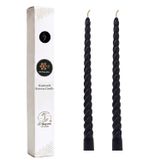 Petekoğlu Siyah 2 Adet Konik Burgulu Balmumu Mum Şamdan Mumu Doğal Petek (Beeswax Candle) 27.5 cm