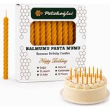 PETEKOĞLU%100 Doğal Sarı Balmumu Küçük Doğum Günü ve Pasta Mumu 12'li – 6.5 cm El Yapım� - Çok Renkli