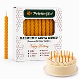 Petekoğlu%100 Doğal Sarı Balmumu Küçük Doğum Günü ve Pasta Mumu 12'li – 6.5 cm El Yapımı