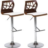 Petersburg Döner Bar Sandalyesi 2'li Set, 62–82 cm Ayarlı, Suni Deri, Ahşap Sırtlık - Kahverengi