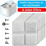 Petfit Aqua Flow 4l Akıllı Otomatik Kedi Köpek Su Pınarı Su Çeşmesi Su Şelalesi İçin Filtre 6 Adet beyaz
