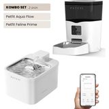 Petfit Aqua Flow Wifi Akıllı Bataryalı Otomatik Kedi Köpek Su Pınarı Çeşmesi Şelalesi+Petfit Feline Prime 3l Wi-Fi Kameralı Akıllı Otomatik Mama Kabı Besleme Ünitesi Bundle - Beyaz