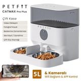 Petfit CatMax Pro Plus 5L WiFi Kameralı ÇiftKase Akıllı Otomatik Kedi Köpek Mama Kabı Besleme Ünite Çelik Kase