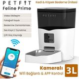 Petfit Feline Prime 3L Akıllı Otomatik Kedi Köpek Mama Kabı Besleme Ünitesi Kameralı Çelik Kase - Beyaz