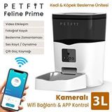Petfit Feline Prime 3L Wi-Fi Kameralı Akıllı Otomatik Kedi Köpek Mama Kabı Besleme Ünitesi (Sesli Komut+Çelik Kase+APP Kontrol)