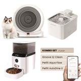 Petfit Groove Q-Clean Akıllı Otomatik Kedi Tuvaleti Gri+ Aqua Flow Akıllı Su Pınarı+ Autodine X Mama Kabı