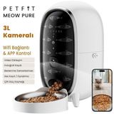 Petfit Meow Pure 3L Wi-Fi Kameralı Akıllı Otomatik Kedi Köpek Mama Kabı Besleme Ünitesi Sesli Komut+Çelik Kase