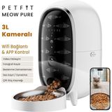 Petfit Meow Pure 3l Wi-Fi Kameralı Akıllı Otomatik Kedi Köpek Mama Kabı Besleme Ünitesi (Sesli Komut+Çelik Kase+App Kontrol) - Beyaz