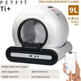 Petfit Ti+ 65L Wi-Fi Akıllı Otomatik Kedi Tuvaleti Kum Kabı Siyah (Ultra Sessiz+App Kontrol+Akıllı Sensör+Uv Filtre) - 48,5 x 36,5 x 38 cm