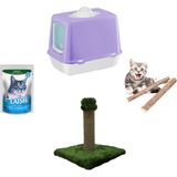 Petfony Kapalı Kedi Tuvaleti, Tırmalama, Plasir Yaş Mama, Catnip