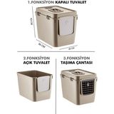 Petgrow Xxl 3 Fonksiyonlu Premium Kapalı Kedi Tuvaleti ve Taşıma Çantası 56 x 40 x 43 cm - Bej