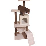 Pethomealpi Kedi Evi ve Tırmalama Krem Renk 125 cm Yüksekliğinde Örme Keten Halatlı Eğlenceli Oyun Alanı