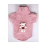 Peti Tailor Köpek Sweatshirt Boğazlı Wellsoft Pembe Renk Ayıcık Detaylı Kışlık Kedi Kıyafeti