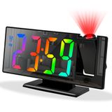 Petilleur Yatak Odası için Projeksiyon Çalar Saat, 180° Dönebilen Projektörlü Dijital Akıllı Saat, 3 Seviye Parlaklık Dimmer, Şeffaf LED Renkli Ekran, Yatak Odası için Dijital Çalar Saat