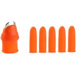 Petinka 5 Parça Parmak Koruyucu 1 Parça Baş Parmak Bıçaklı Eldiven Sebze Meyve Soyucu Kesme Silikon Set