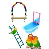 Petistera Muhabbet Kuşu Oyuncak Seti (Salıncak-Aynalı Küvet-Merdiven)