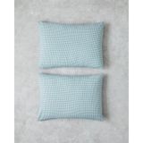 Petit Check Pamuklu 2'li Yastık Kılıfı 50X70 cm Yeşil-Mavi