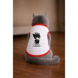 Petite Pati Beyaz Boss Cat Baskili Kedi Tshirt Kedi Kiyafeti (%100 Pamuk Penye) - XL