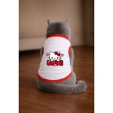 Petite Pati Beyaz Hellok 6 Cat Baskili Kedi Tshirt Kedi Kiyafeti (%100 Pamuk Penye) - XS